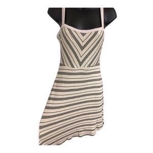Volcom soft knit neon green black stripe skater style fit &‎ flare dress size S